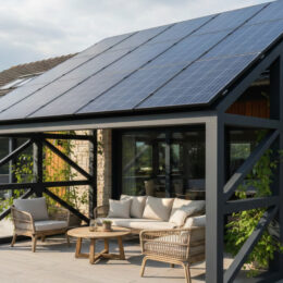 Avancée de terrasse et panneaux photoltaïques